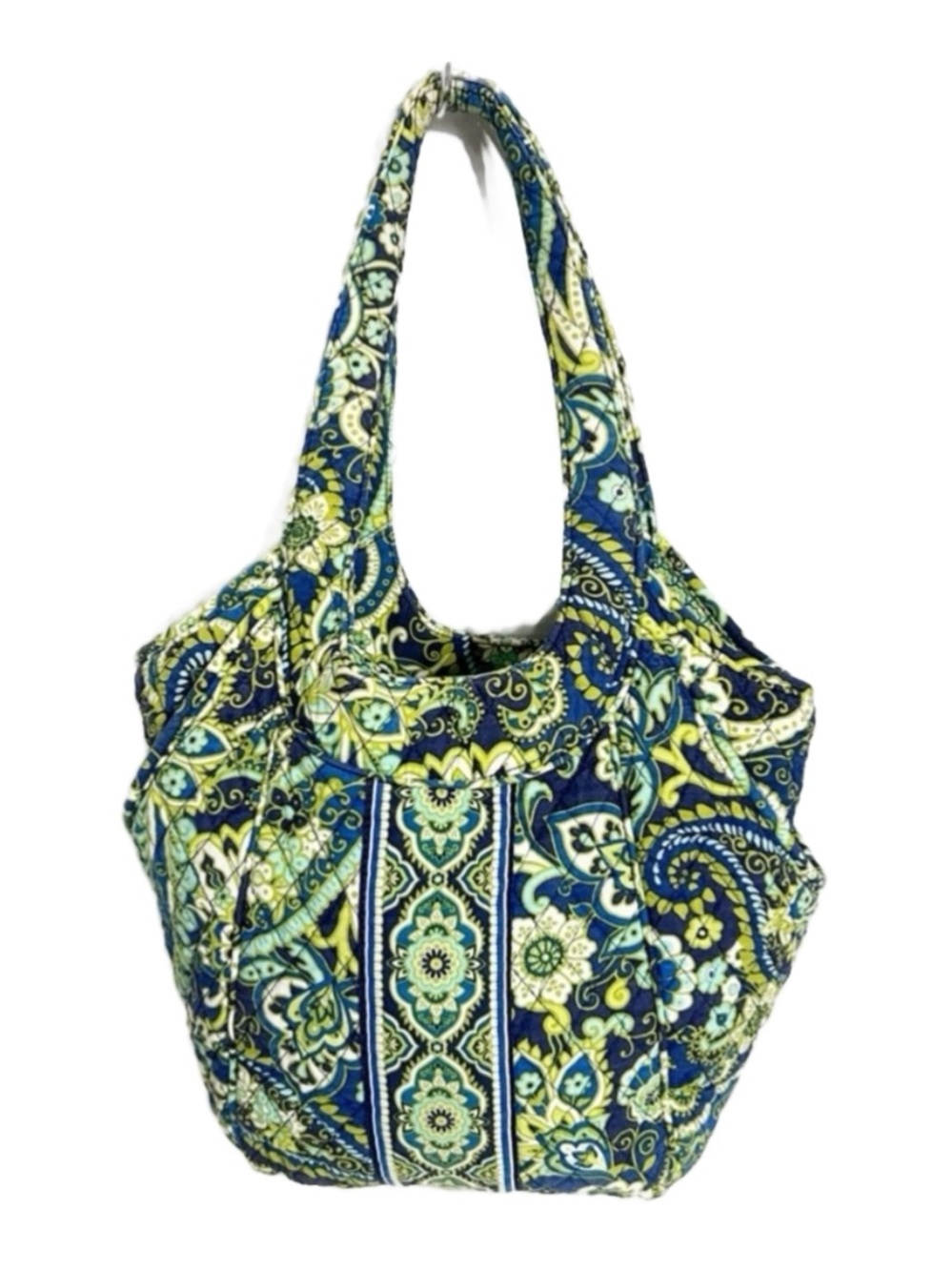 Vera Bradley Rhythm and Blues Pattern Paisley Shoulder Tote Bucket Bag Two Strap